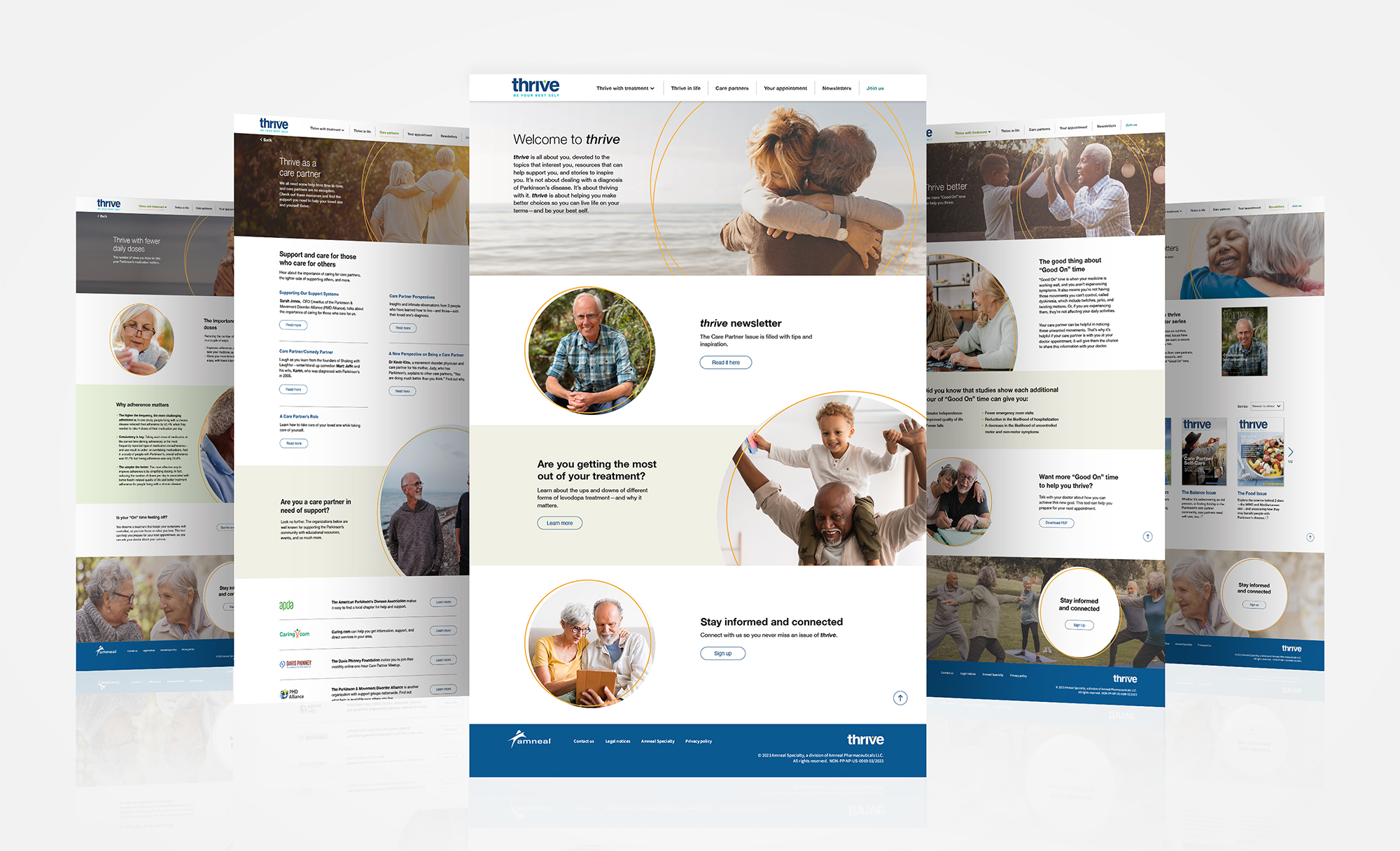 A three page website design for a group of people.