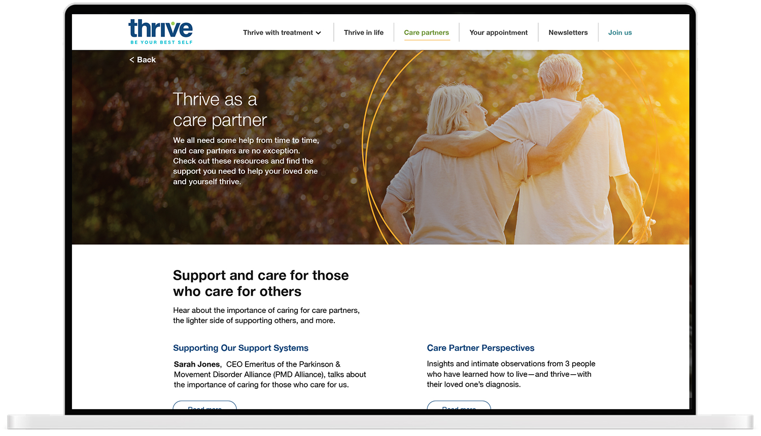 A screen shot of the thrive website.
