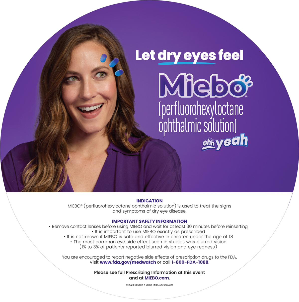 A woman with purple makeup on her face.